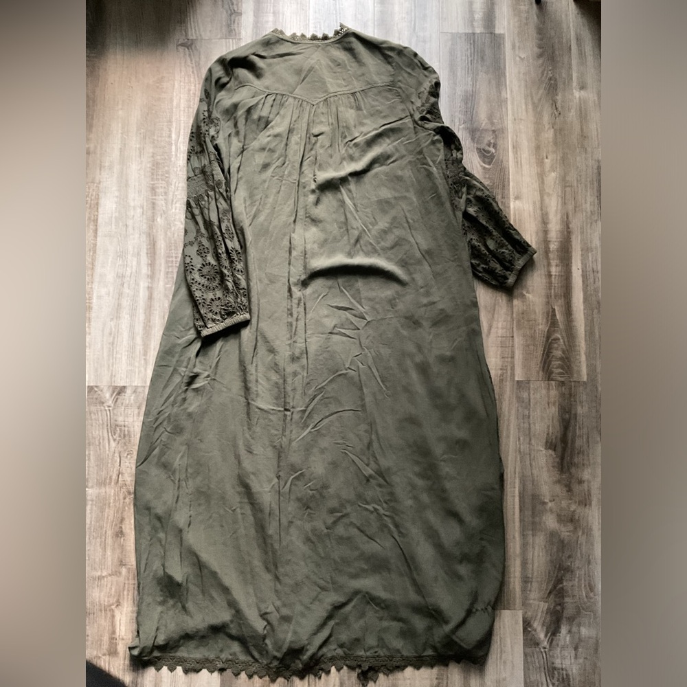 Sundance Delila Eyelet Duster Jacket Kimono PM Army Green Boho Festival - Picture 5 of 5